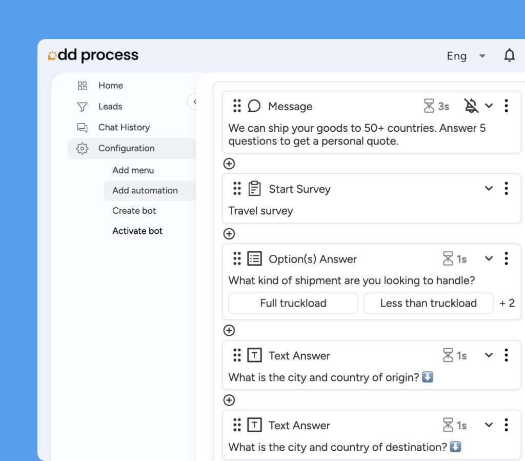 Real estate survey workflow builder in AddProcess